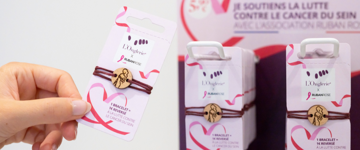 l'Onglerie octobre rose bracelet cancer sein