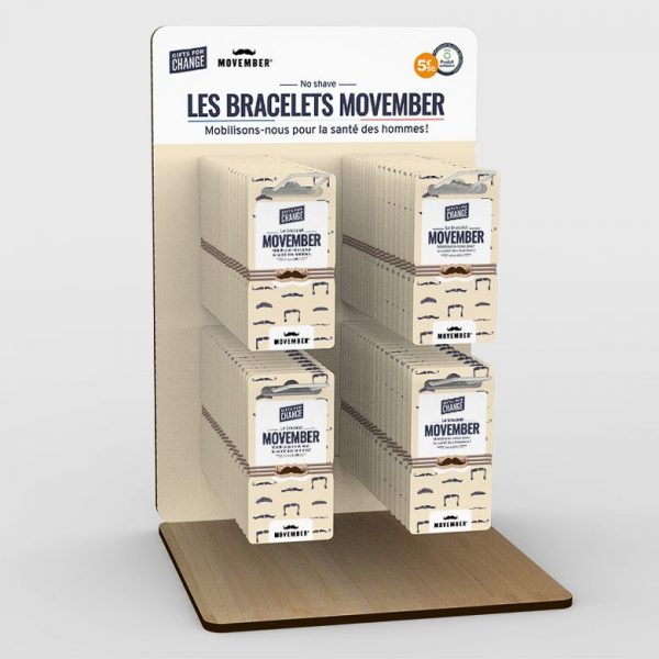 Movember - Présentoir bracelets Gifts for Change santé masculine