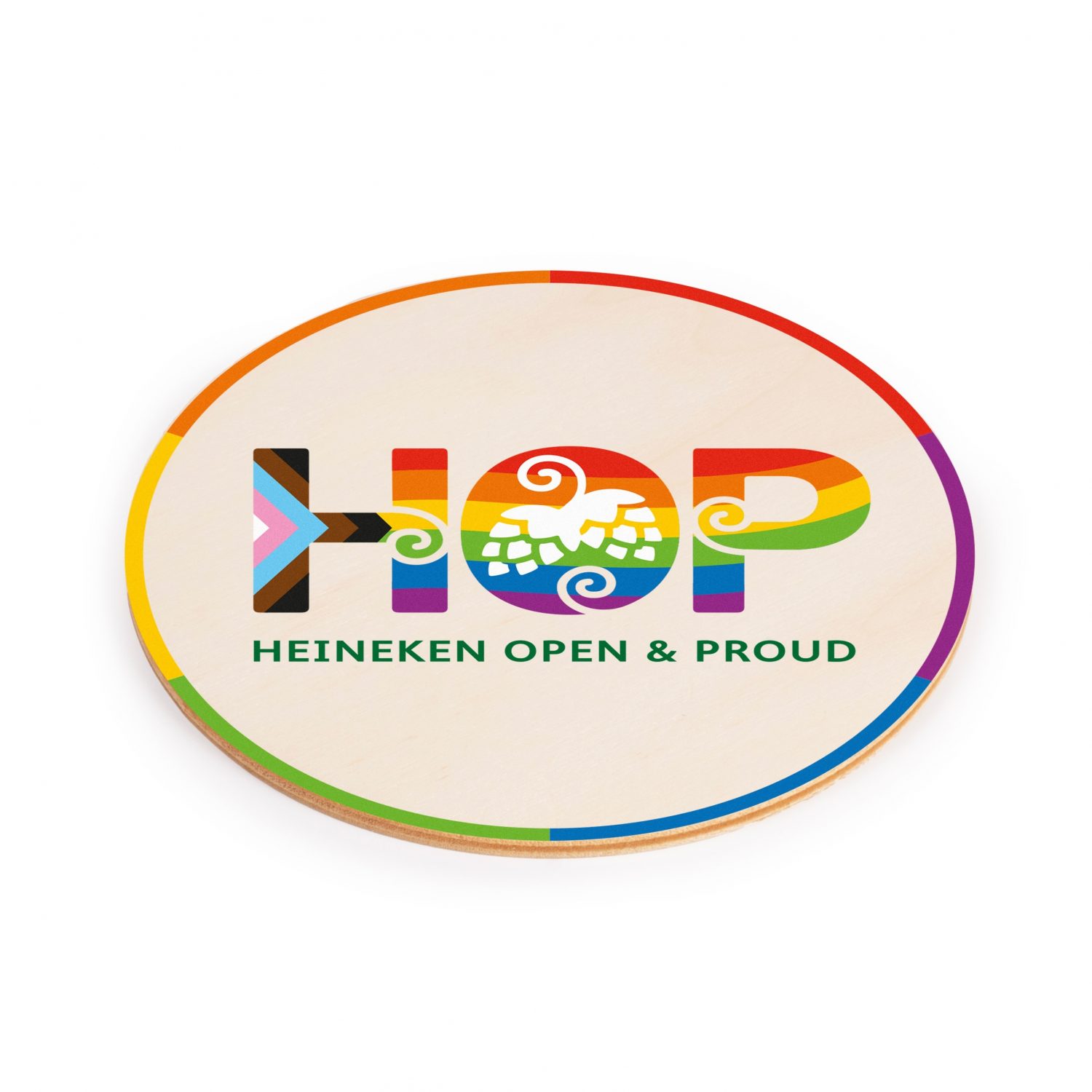 Sous-bock en bois Heineken Open&Proud
