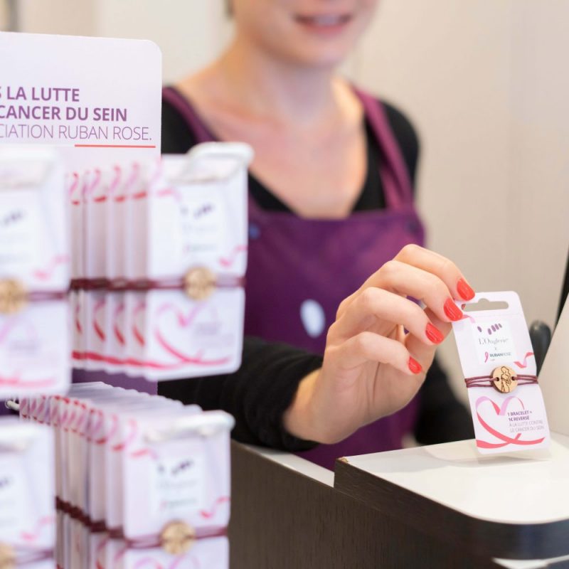 l'Onglerie octobre rose bracelet cancer sein